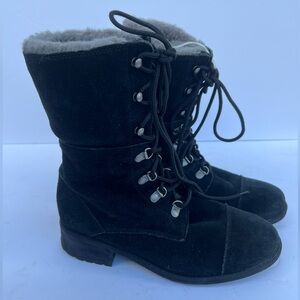 UGG Fleece Lined Lace Up Black Boots